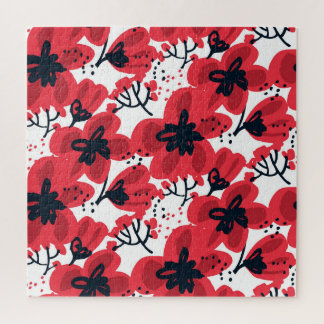 Blossom Red: Abstract Hand-Drawn Pattern. Jigsaw Puzzle