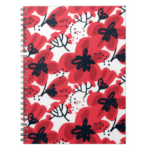 Blossom Red: Abstract Hand-Drawn Pattern. Notebook