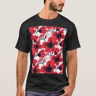 Blossom Red: Abstract Hand-Drawn Pattern. T-Shirt