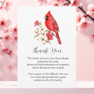 Blossom Red Cardinal Bird Floral Funeral Death  Invitation