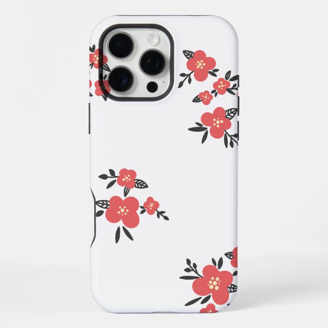 Blossom Red Floral Pattern in the Blooming  iPhone Case (Back)