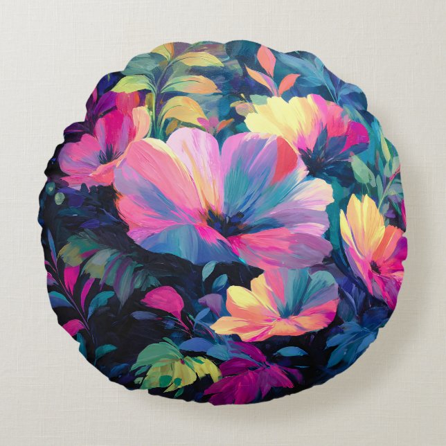 Blossom Rush Spring Floral Garden  Round Cushion (Front)