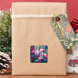 Blossom Rush Spring Floral Garden  Square Sticker