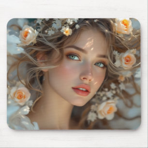 Blossom Seraph – Angel of Spring Grace Mouse Pad