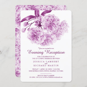 Blossom spring purple dusk evening reception invitation