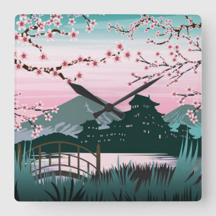 Blossom Square Wall Clock