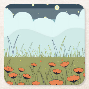 Blossom Starry Night Square Paper Coaster