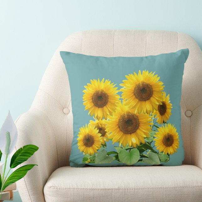 Blossom Sunflowers on Teal Cushion (Creator Uploaded)