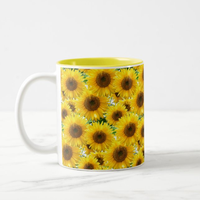 Blossom Sunflowers Two-Tone Coffee Mug (Left)