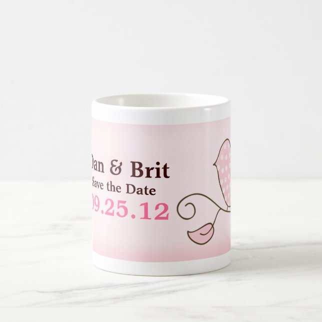 BLOSSOM TRENDY PINK BIRD PERSONALIZED Mug (Center)