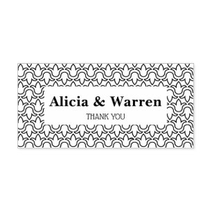 Blossom tulip floral frame couple names thank you self-inking stamp
