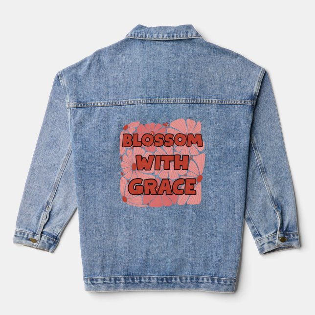 blossom with grace pink wildflower denim jacket (Back)
