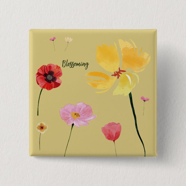 Blossoming 15 Cm Square Badge (Front)