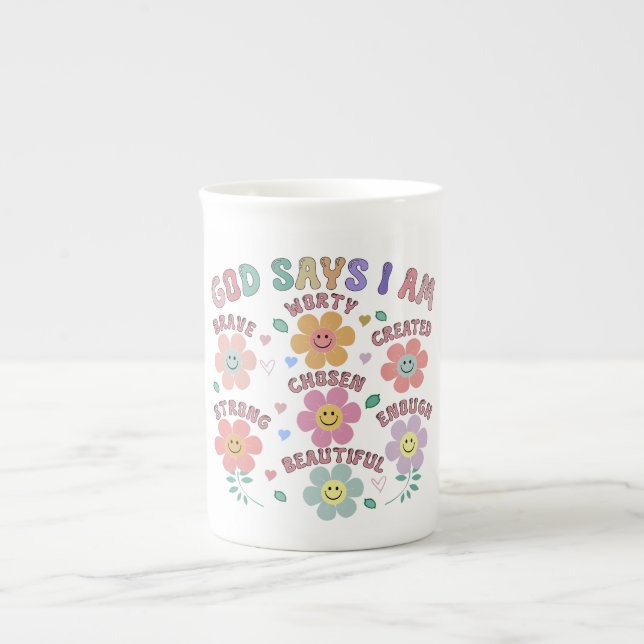Blossoming Affirmations Thermal Tumbler Bone China Mug (Front)