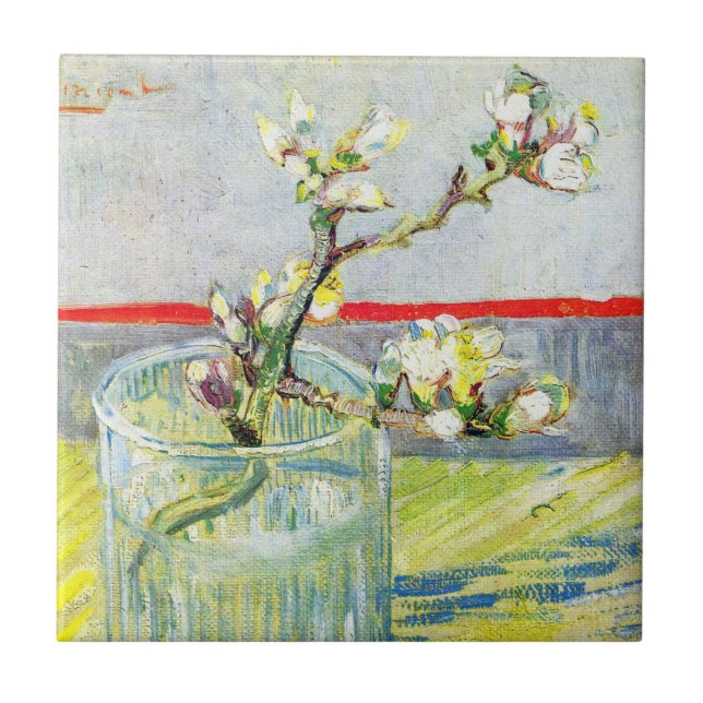 Blossoming Almond Branch by Vincent van Gogh Ceramic Tile (Front)