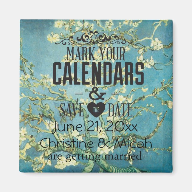 Blossoming Almond Save the Date Magnet (Front)