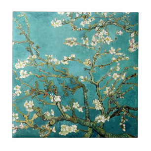 Blossoming Almond Tree Vintage Floral Van Gogh Ceramic Tile