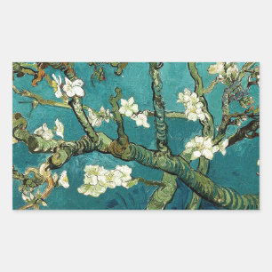Blossoming Almond Tree Vintage Floral Van Gogh Rectangular Sticker