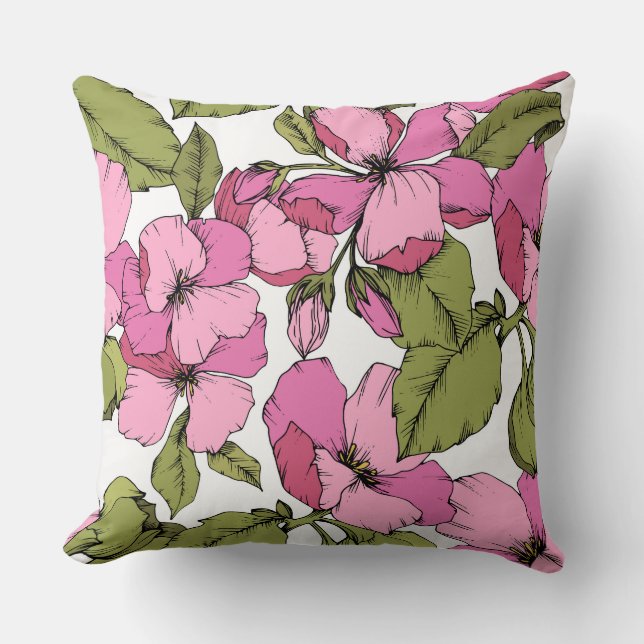 Blossoming Appe cute pattern of spring garden pink Cushion (Front)
