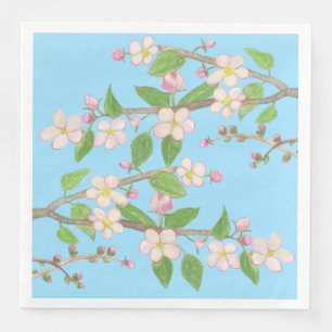 Blossoming Apple Tree Branch Sky Blue Napkin