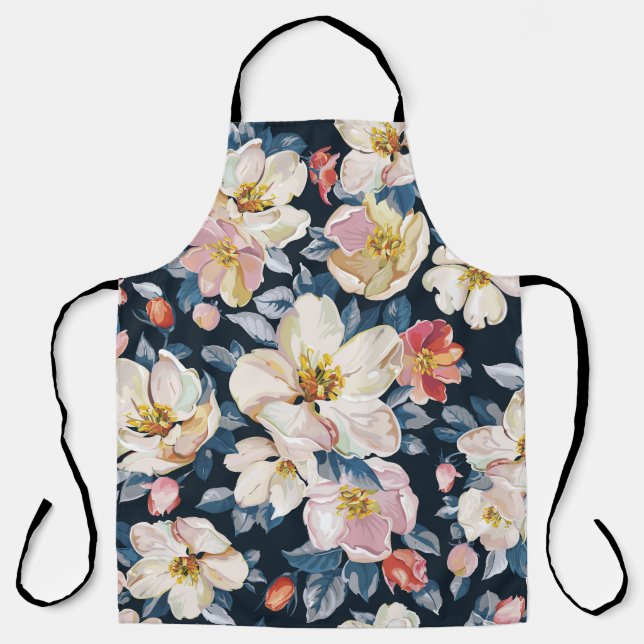 Blossoming Apple Tree Elegance Pattern Apron (Front)