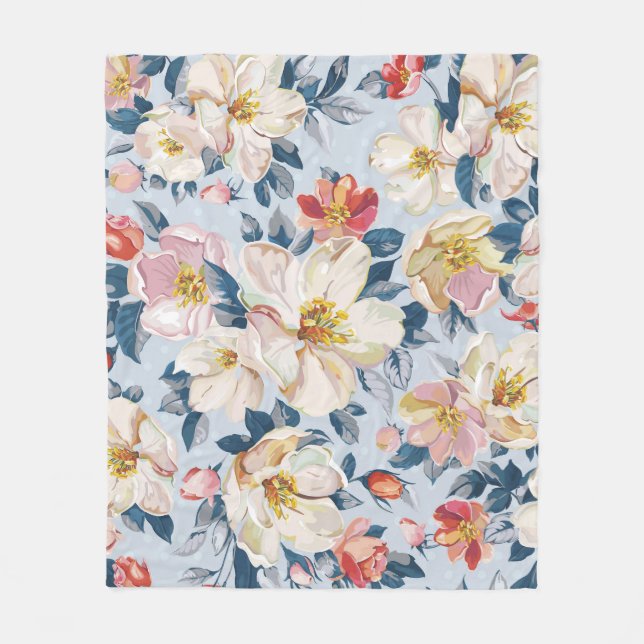 Blossoming apple tree, elegance pattern. fleece blanket (Front)