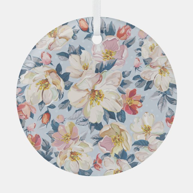 Blossoming apple tree, elegance pattern. glass tree decoration (Front)