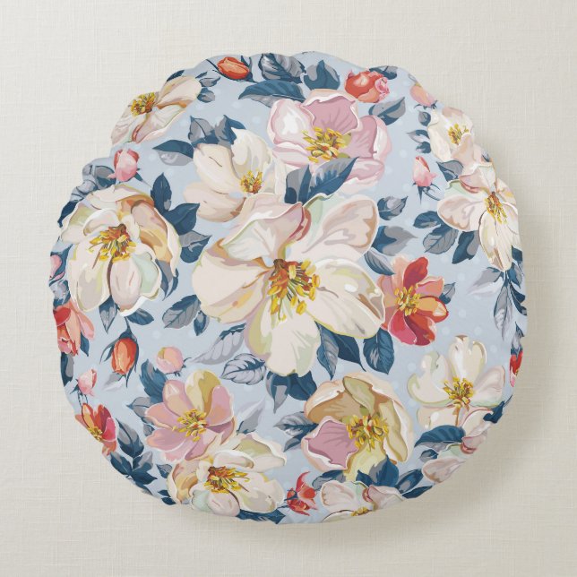 Blossoming apple tree, elegance pattern. round cushion (Front)