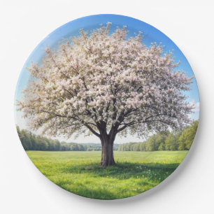 Blossoming Apple Tree in Springtime Paper Plate