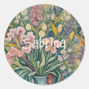 Blossoming Beauty: Pastel Flowers in a Vase Classic Round Sticker