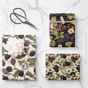 Blossoming Berries Collection: Blackberry Bouquets Wrapping Paper Sheet
