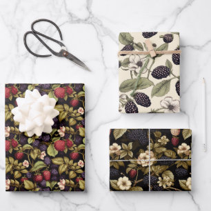 Blossoming Berries Collection: Blackberry Elegance Wrapping Paper Sheet