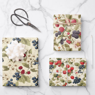 Blossoming Berries Collection: Boysenberry Blooms Wrapping Paper Sheet