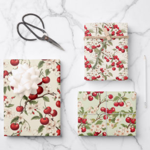 Blossoming Berries Collection: Cherry Jubilee Wrapping Paper Sheet