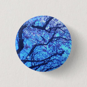 Blossoming Blue Branches 3 Cm Round Badge