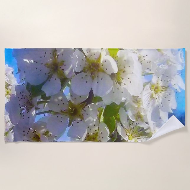  Blossoming branch of a pear   Beach Towel (Front)