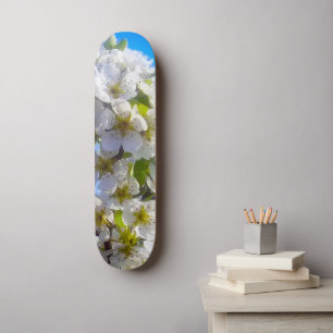 Blossoming branch of a pear Skateboard