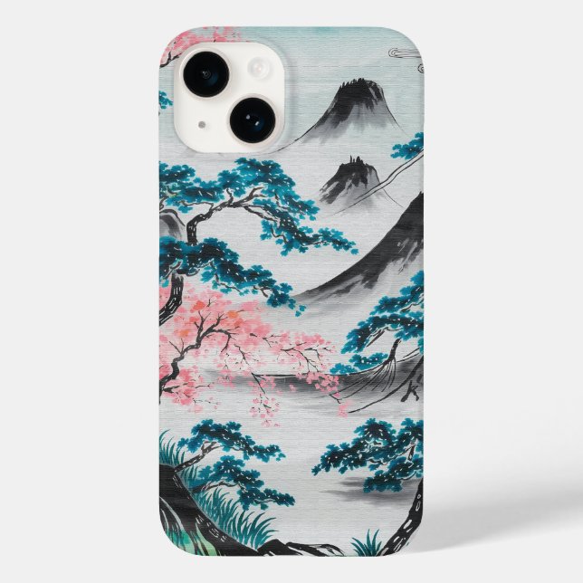 Blossoming Branches and Misty Peaks Case-Mate iPhone Case (Back)