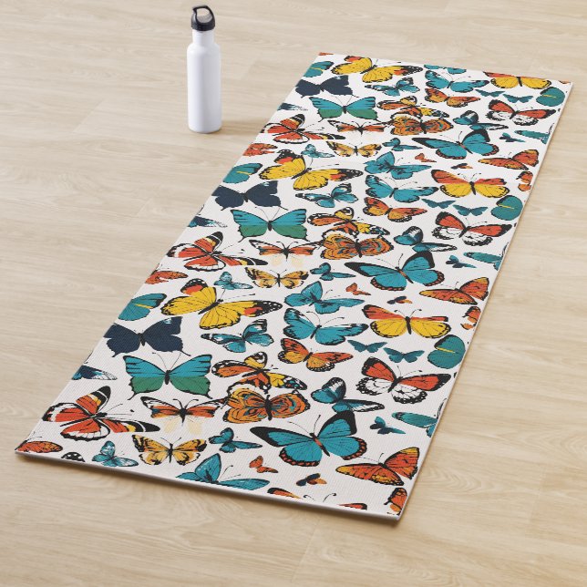 Blossoming Butterfly-Print Eco-Friendly Yoga Mat (In Situ)
