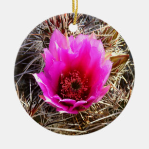 Blossoming Cactus (Prickly Pear) Wildflower Ceramic Ornament