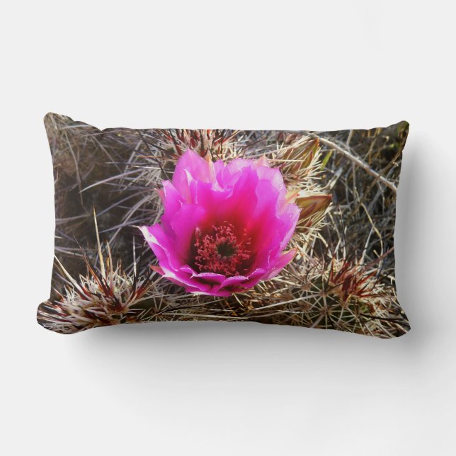 Blossoming Cactus (Prickly Pear) Wildflower Lumbar Cushion (Front)
