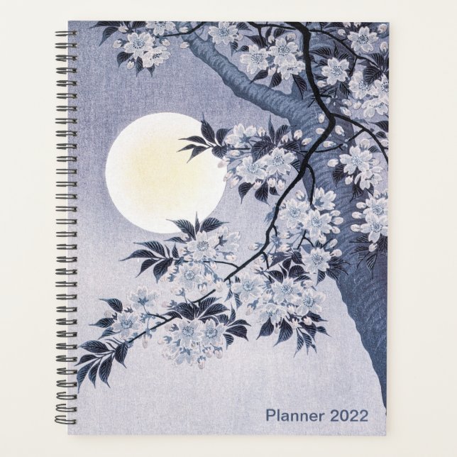 Blossoming Cherry Moonlit Night, Koson, Japanese, Planner (Front)