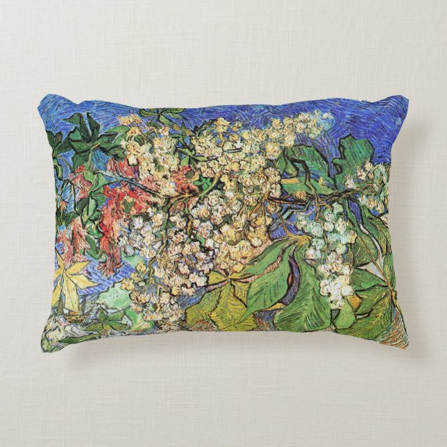 Blossoming Chestnut Branches by Vincent van Gogh Decorative Cushion (Front)