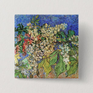 Blossoming Chestnuts Branches, Van Gogh 15 Cm Square Badge