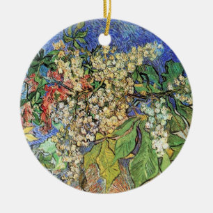 Blossoming Chestnuts Branches, Van Gogh. Ceramic Tree Decoration