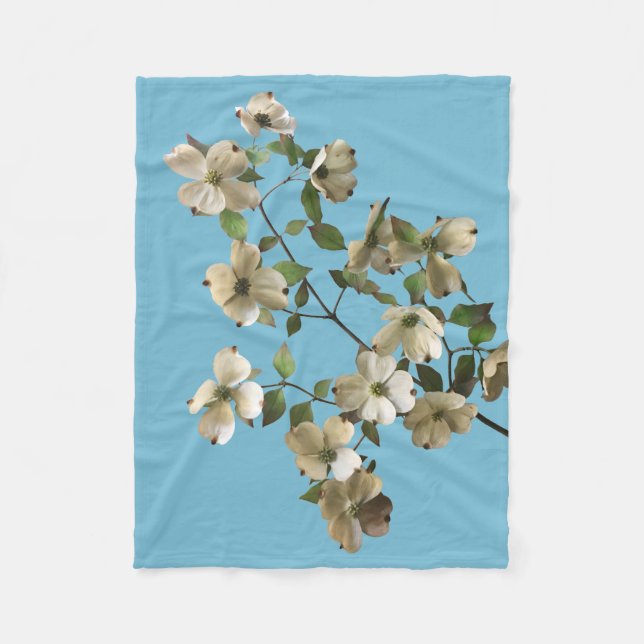 Blossoming Dogwood Tree Branch Fleece Blanket (Front)