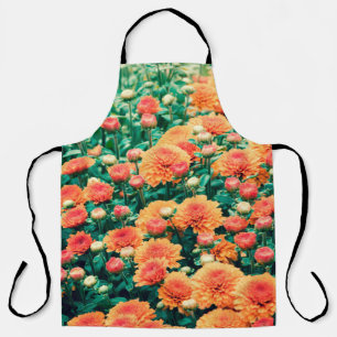 Blossoming flowers in a gardenautumn, background, apron