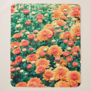 Blossoming flowers in a gardenautumn, background, sherpa blanket