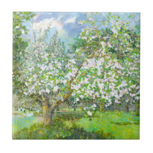 Blossoming garden ceramic tile