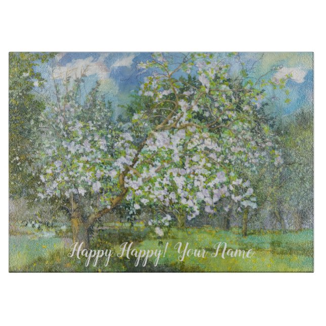 Blossoming garden  painting  watercolor  cutting board (Front)